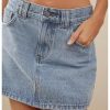 51FN6DMvm2L.jpg Women's Casual Jean Skirt Mid Waist Zipper Up Mini Denim Skirts