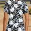 2025 Womens Tops Summer Short Sleeve V Neck Tunic T-Shirts Blouse S-4XL