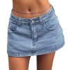 Women Denim Skort Skirt Stretchy Mid Waist Y2K Sexy Mini Skirts Dressy Casual Jean Skorts
