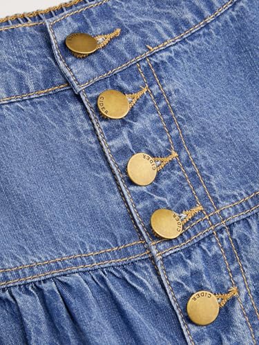 Women??s Long Jean Denim Tiered Button Down High Waisted Maxi Skirts