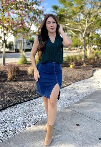 Women??s Denim Pencil Skirt High Waisted Knee Length Side Split Hem Stretch Jean Skirts for Women