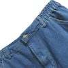 Women's Summer Casual Elastic Waist Pockets Work Midi Denim A Line Skirt