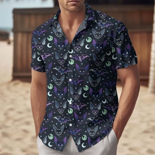 Halloween Shirt for Men Women, Casual Button Up Shirt Unisex, Short Sleeve Hawaiian Aloha Shirts