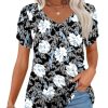 2025 Womens Tops Summer Short Sleeve V Neck Tunic T-Shirts Blouse S-4XL