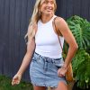 Jean Skorts for Woman High Waisted Casual Stretchy Denim Skirt Side Split Mini Skirts with Shorts Skort