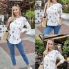 3/4 Length Sleeve Womens Tops Crew Neck Loose Fit Shirts Pleated Cute Clothes Dressy Casual 2025 Summer Tunics