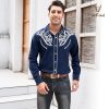 Western Shirts for Men Cowboy Shirts Long Sleeve Embroidered Country Shirt Slim Fit Button Down Shirt Casual Work