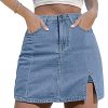 Skorts Skirts for Women Denim Mini Skirt Side Slit with High Waisted Jean Shorts Stretchy