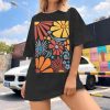Womens Oversized Tshirt Flower Graphic Tees Boho Hiking T Shirt Vintage Wildflower Shirts Summer Casual Beach Tops