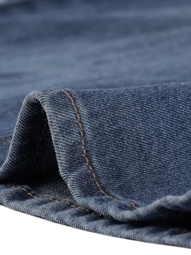 Casual Denim Skirt for Women's High Waist Split Back Pockets Midi Jean Skirts