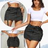 Womens Cargo Skirt Low Waist Button Denim Mini Skirt Summer Y2k Jean Skirt with Flap Pockets