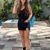 Skorts Skirts for Women Denim Mini Skirt Side Slit with High Waisted Jean Shorts Stretchy