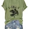 Fcawf Crow Shirt F-Caw-F Crow Shirt Black Bird V-Neck T-Shirt