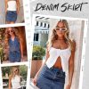 Mini Denim Skirt Women Stretch Jean Skirt High Waisted Casual Short Jean Skirt 5 Pockets with Bows Y2K