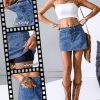 51mHCrw8KL.jpg Jean Skorts for Woman High Waisted Stretchy Denim Skirt with Shorts Mini Skirt with Pockets