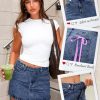 Mini Denim Skirt Women Stretch Jean Skirt High Waisted Casual Short Jean Skirt 5 Pockets with Bows Y2K
