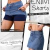 51mgx9fRHAL.jpg Jean Skorts for Woman High Waisted Stretchy Denim Skirt with Shorts Mini Skirt with Pockets