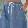 51nuA7xPWZL.jpg Denim Skirts for Women Trendy A Line Long Maxi Pull On Elastic Waist Drawstring Stretchy Jean Skirt with Pockets