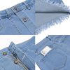 51oKRIQ3AuL.jpg Women's Casual Mid Rise Button Down Frayed Raw Hem Denim Jean Midi Skirt