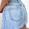 Women's Stretch Washed Vintage Jean Skirt Fringed Slim Fit Denim Mini Skirt