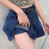 Women's Pleated Jean Skirt Casual A-Line Ruffle Y2K Mini Denim Skirt