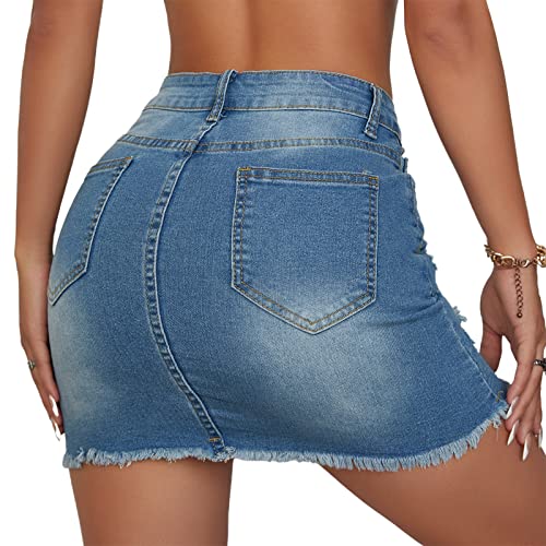 Jean Skirt for Women Stretch Casual High Waisted Denim Short Skirt Cute A Line Mini Pencil Skrit