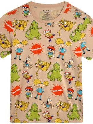 Women's and Men's Graphic Tee - Rugrats All Over Print Crewneck Short Sleeve Unisex Tshirts for Adults (S-XL)