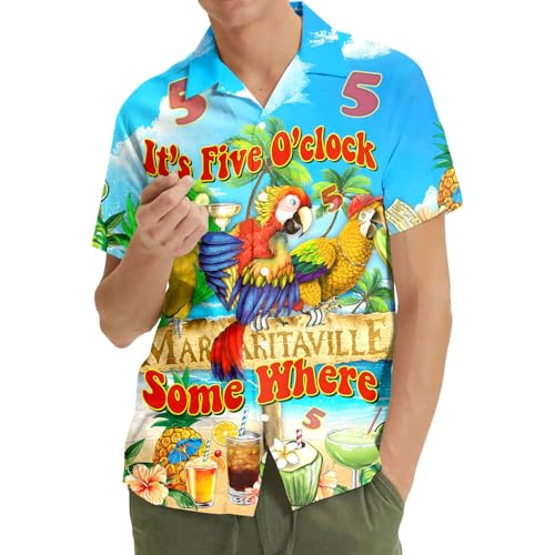 Casual Neon Hawaiian Shirt for Men Vintage Basic Mens Hawaiian Shirts Short Sleeve Button Down Shirt Men