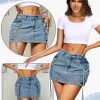 Womens Cargo Skirt Low Waist Button Denim Mini Skirt Summer Y2k Jean Skirt with Flap Pockets