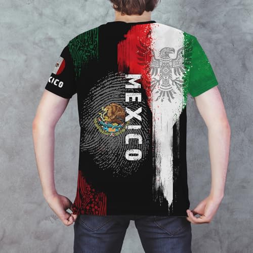 Mexico T-Shirt Mexican Flag Shirt Unisex Round Neck Short Sleeve 3D T-Shirt Top