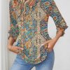 51ytrD5mOAL.jpg Women's 2025 Fashion Tops 3/4 Length Sleeve Business Casual Blouses Summer Tees Shirts S-4X
