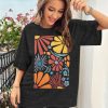Womens Oversized Tshirt Flower Graphic Tees Boho Hiking T Shirt Vintage Wildflower Shirts Summer Casual Beach Tops