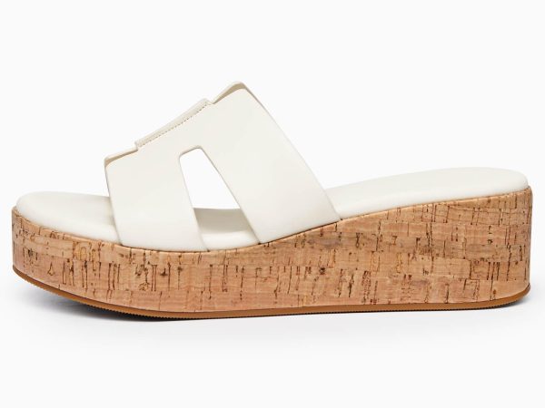 Women's Platform Wedge Sandals Open Toe Slip On Slides Cork Heeled Cutout Comfortable Summer Shoes