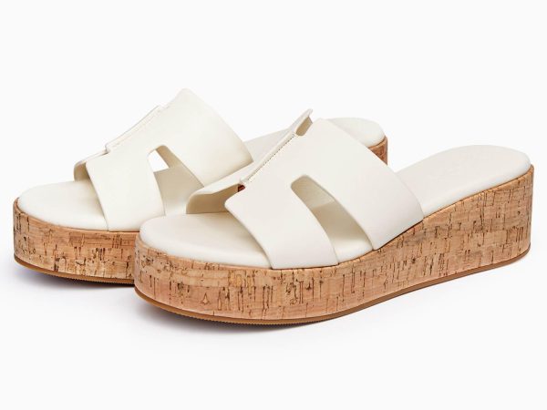 Women's Platform Wedge Sandals Open Toe Slip On Slides Cork Heeled Cutout Comfortable Summer Shoes