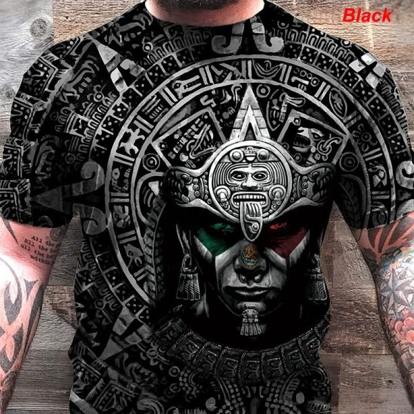 Aztec Mexican Shirts Short Sleeves Summer Mexico Shirt Mexico Jersey Unisex 3D Shirts