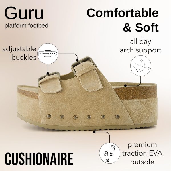 Guru Platform Sandals Women Footwear ?C Comfortable Genuine Leather Footbed Studded Chunky Slide Summer Sandals for Women 2025